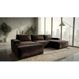 A&J MöbelLand Eckcouch Polyester mit Schlaffunktion 2-Sitzer Braun