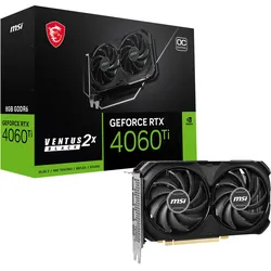 MSI GeForce RTX 4060 Ti VENTUS 2X BLACK 8G OC Grafikkarte - 8GB GDDR6X, 1x HDMI, 3x DP