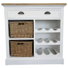 Casa Padrino Kommode 80 x 80 x 35 cm Antik Weiß / Naturfarben