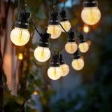 Spetebo LED Außen Lichterkette 20 LED Glühbirnen mit Timer - 950 cm - Garten Dekobeleuchtung in warm weiß mit Stecker