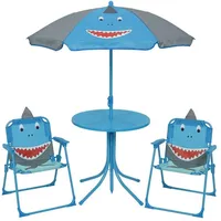 MARELIDA Kindersitzgruppe Haifisch TINO - 2 Stühle Tisch Sonnenschirm - 4teilig -...