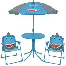 MARELIDA Kindersitzgruppe Haifisch TINO - 2 Stühle Tisch Sonnenschirm - 4teilig -...