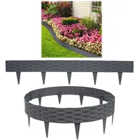 HENGMEI Rasenkanten Kunststoff Beetumrandungen 40m Beetumrandung Gartenpalisade Mähkante 40 stücke Rattan-Optik Randsteine Palisaden Gartenzaun, Anthrazit
