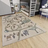 HANSE HOME Adventures Animal Park", beige (creme,braun,grau), B:120cm H:8mm L:170cm, Polypropylen, Teppiche, Kinderteppich, Spielteppich, fest, Kinderzimmer, Kurzflor, Spielunterlage