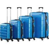 Zelsius Koffer Set 4 Stück, Blau | ABS Hartschalenkoffer mit Zahlenschloss, 4 Rollen und Innen Trennwand | Handgepäckkoffer, Trolley, Koffer Groß, Luggage Set, Hartschalenkoffer Set 4 teilig