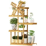 Blumenregal Indoor Hoher Pflanzenständer Für Den Innenbereich, Bambus-Pflanzenregal, Blumenständer, Präsentationsständer Für Den Innengarten Blumenregal Display Rack ( Color : Natural , Size : 103*60*