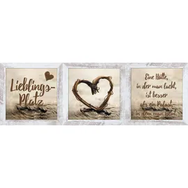 Bönninghoff Bilder-Set 3-teilig TRISTAN, Braun - Weiß - 23 x 23 cm - Lieblingsplatz