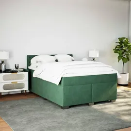 vidaXL Boxspringbett 140 x 200 cm Dunkelgrün