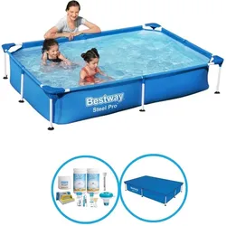 Bestway Pool Steel Pro 221x150x43 cm - Poolpaket EINHEITSGRÖSSE