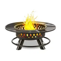 blumfeldt Feuerschale Rosario, Feuerschale Garten mit Grill Feuerkorb Feuerstelle Outdoor schwarz