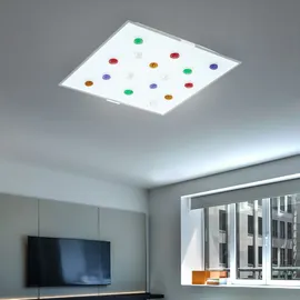 ETC Shop Deckenlampe mit bunten Glassteinen 1x LED 29x29x7,5 cm