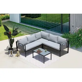 Möbilia Sitzgruppe 1 Ecksofa, 1 Couchtisch inkl. Kissen Stahl/Olefin