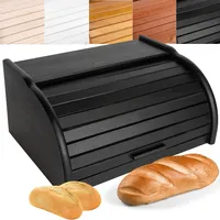 Creative Home Schwarz Brotkasten Holz | 38 x 28,5