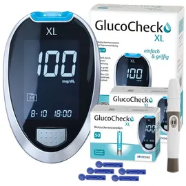 aktivmed GlucoCheck XL Starter-Set [mg/dl] mit 110 Teststreifen zur Kontrolle des Blutzuckers 1 St