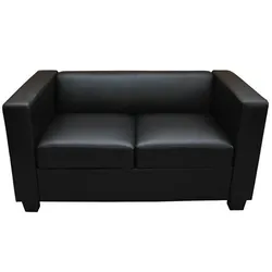 2er Sofa Lille, Kunstleder ~ schwarz