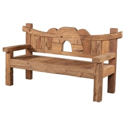Casa Padrino Luxus Gartenbank Naturfarben 175 x 60 x H. 100 cm - Teakholz Garten Sitzbank - Teakholz Garten Möbel - Massivholz Garten Möbel - Luxus Garten Möbel