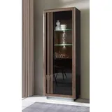 Forte Vitrine Savona 73,3 x 42 x 197 cm Schwarz/Edeleiche Holzdekor/Schwarz Hochglanz