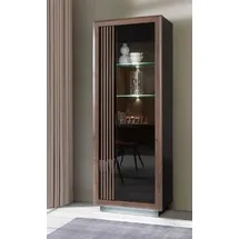 Forte Vitrine Savona 73,3 x 42 x 197 cm Schwarz/Edeleiche Holzdekor/Schwarz Hochglanz