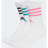 adidas 3-Streifen Cushioned Crew Socken 3er Pack Weiß/Pink/Schwarz 43-45