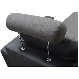 Fun Möbel Ecksofa Sofa NORA mit Schlaffunktion Grau / Grünbraun Ottomane Rechts - Schwarz