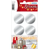 Herma 15284 Aufkleber Weihnachten Silber rund, 18 Stück, Ø 32 mm, Verschlussetiketten für Geschenke, Punktaufkleber Klebepunkte für Weihnachtsdeko Adventskalender Winter Dekoration Briefe DIY Basteln