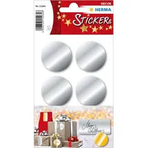 Herma 15284 Aufkleber Weihnachten Silber rund, 18 Stück, Ø 32 mm, Verschlussetiketten für Geschenke, Punktaufkleber Klebepunkte für Weihnachtsdeko Adventskalender Winter Dekoration Briefe DIY Basteln