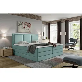 Roller Boxspringbett - türkis - H2/H3 - Bettkasten - inklusive Topper - 180x200 cm