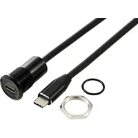 TRU Components USB-C® (3.1) Buchse/Stecker 1m Kabel schwarz TC-13376328