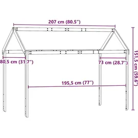 vidaXL Kinderbett Dach 207 x 80,5 x 151,5 cm Kiefer massiv braun