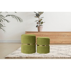 Kayoom Sitzhocker »Hocker Milas 2er-Set, Praktischer und versteckter Stauraum«, (Set, 2 St.), stapelbar, mit Stauraum, Edelstahlsockel, Farbenfroh unaufdringlich, grün