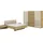 Musterring Schlafzimmer-Set Savona, Kleiderschrank, Bett & Nachtkommoden, teilmassiv Bianco-Eiche, (2er-Set Nachtschränke, Schwebetürenschrank, Bett 180x200 cm), Kopfteil Kunstleder Champagner, Schrank mit Eiche- und Glastüren braun