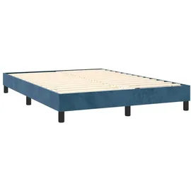 vidaXL Boxspringbett mit Matratze Dunkelblau 140x200 cm Samt