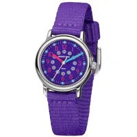 JACQUES FAREL Kinder-Armbanduhr Analog Quarz mit Textilband extra weich Violett Lila KCF 089