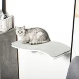 PawHut Katzen Kletterwand Katzenhängematte Wand Katzenregal Wandmontage mit Plüschauflage, MDF Weiß 53 x 28 x 12 cm