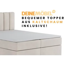 dein schlaf 24 Boxspringbett ROCK 120x200 Velour Creme H4 - Beige