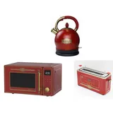 Kaiser Empire M 2530 RotEm Mikrowelle 25L+T 4000 RotEm Retro-Toaster +WK 2000 RotEm  Retro Wasserkocher - bordeaux/Bronze