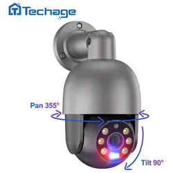 Techage 4MP 8MP PTZ Sicherheit POE IP Kamera CCTV Überwachung 2K 4K Video Kamera Outdoor Ai Menschlichen Erkennung zwei Wege Audio ONVIF 5MP EU grau