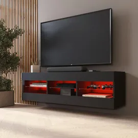 komodee Tivoli Lowboard 140 x 40,5 x 35,5 cm Schwarz/Schwarz Glas