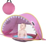 Strandzelt Baby Pop-Up mit Pool Anti UV 50 Tragbar Hai Rosa Sonnenschutz