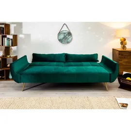 Riess-Ambiente Retro Schlafsofa DIVANI 220cm smaragdgrün Samt goldene Metallfüße 3-Sitzer mit Bettfunktion