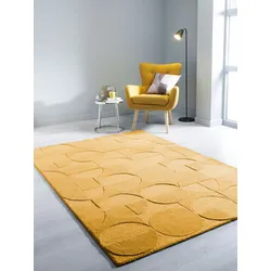 Kadima Design Eleganter Wollteppich `Deben Noah` -, Rutschfest. Farbe: Senfgelb, 160x230 cm