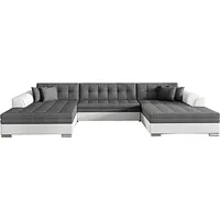 Ecksofa mit Schlaffunktion, Couch für Wohnzimmer, Schlafsofa Sofagarnitur Sofa Eckcouch U-Form Wohnlandschaft mit Bettfunktion VITI (Dunkelgrau+We... - Dunkelgrau/Weiß