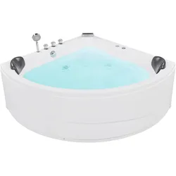 Whirlpool Badewanne weiß Eckmodell mit LED 197 x 140 cm BARACOA