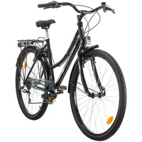 Probike 26 Zoll City Fahrrad Urban Cityräd Shimano 6-Gang Damen, Herren, Mädchen, geeignet ab 155 cm - 175 cm (Schwarz glänzend)