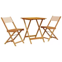 vidaXL 3-tlg. Bistro-Set Beige Stoff und Massivholz