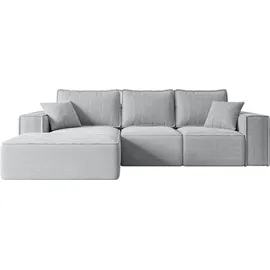 altdecor Ecksofa Cord mit Schlaffunktion und Bettkasten 2-Sitzer Grau