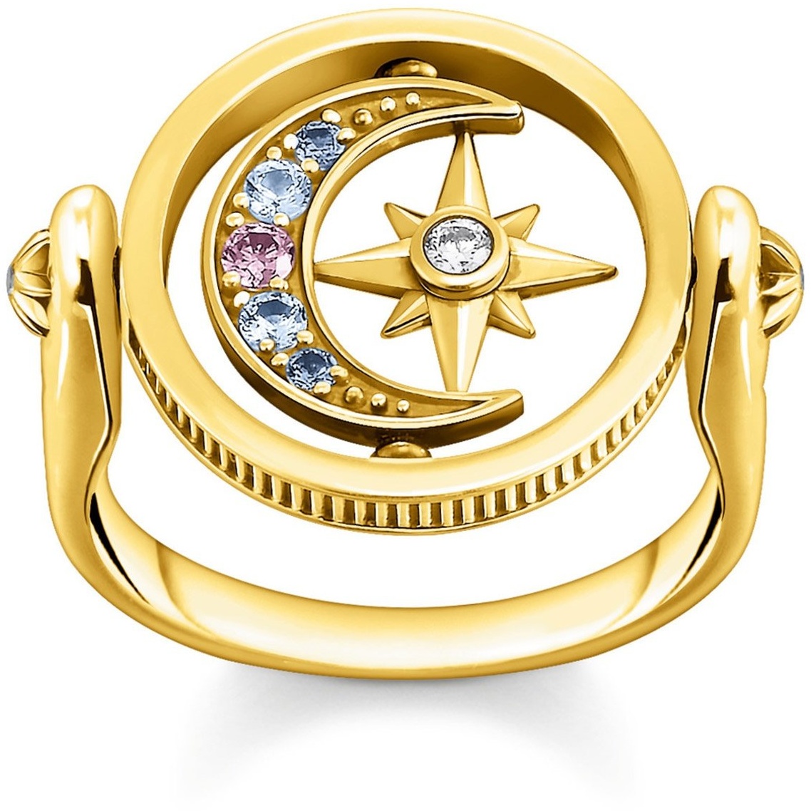 Thomas Sabo TR2377-959-7 Damenring Royalty Stern & Mond Goldfarben, 50/15,9