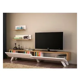 Wohnwand Amerika Weiß Walnuss