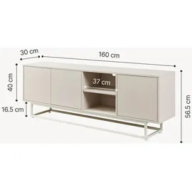 [en.casa] Boxholm Lowboard 160 x 30 x 56,5 cm Sandfarben Metall/Spanplatte