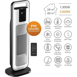 Trotec Keramik-Heizlüfter TFC 21 E – mit Tragegriff, Fernbedienung, zwei Heizstufen